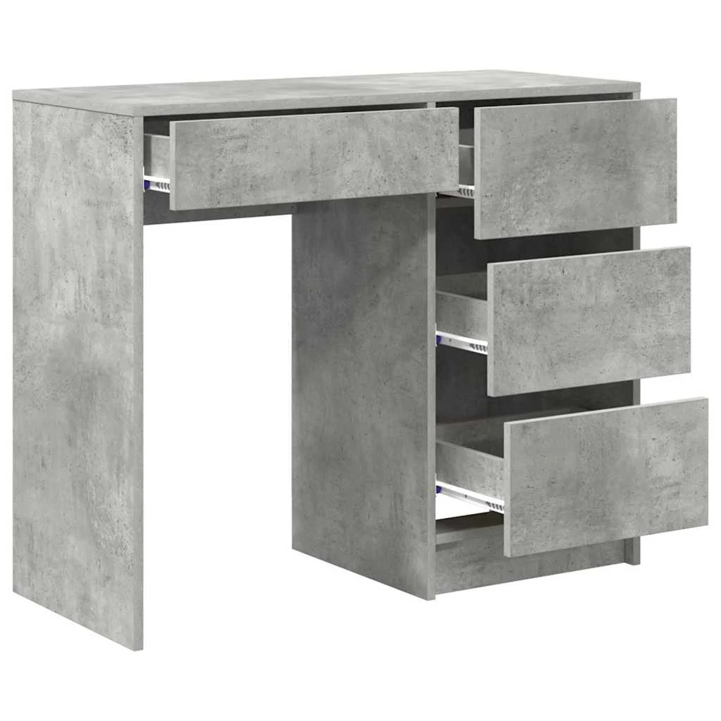 Bureau 90 x 37,5 x 75 cm gris béton bois d'ingénierie – vue de dessus
