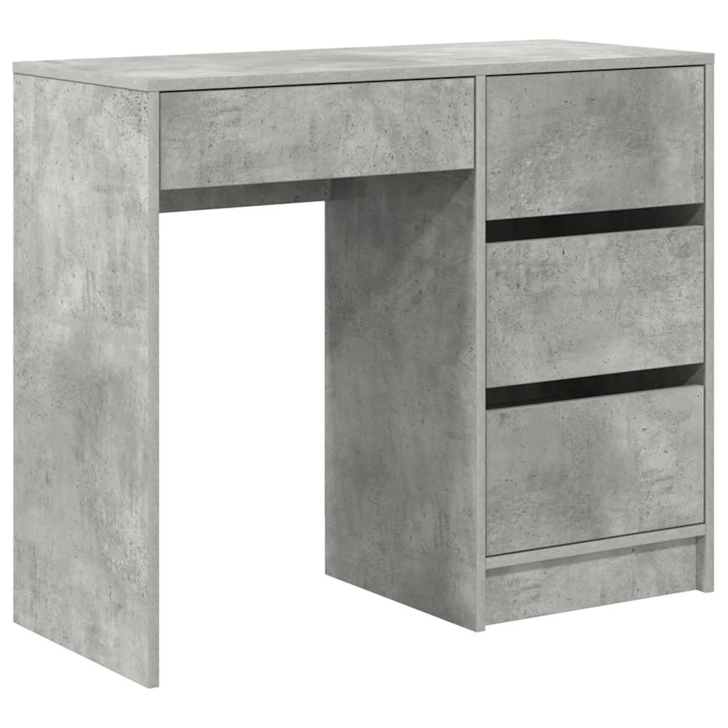 Bureau 90 x 37,5 x 75 cm gris béton bois d'ingénierie – vue de côté
