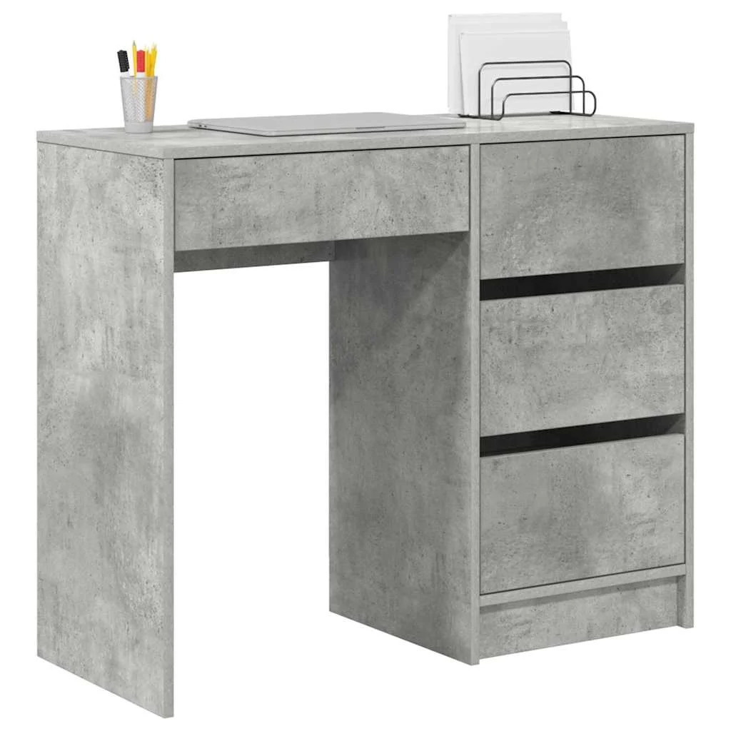 Bureau 90 x 37,5 x 75 cm gris béton bois d'ingénierie – vue de détail