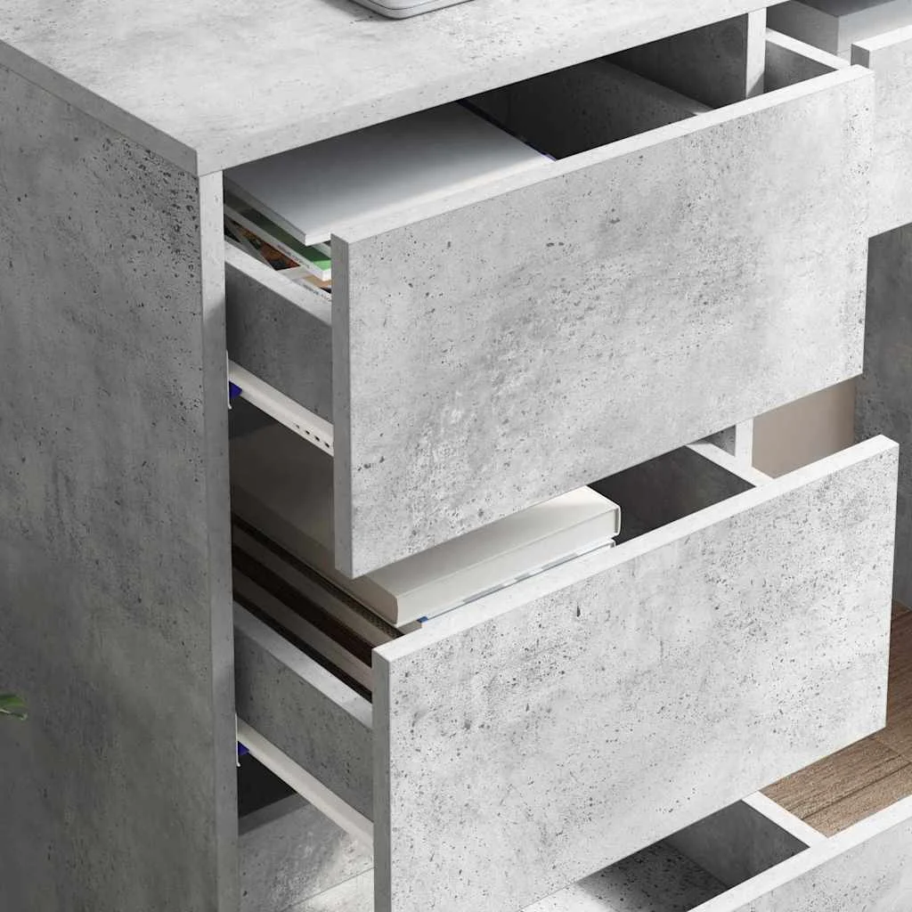 Bureau 90 x 37,5 x 75 cm gris béton bois d'ingénierie – vue en situation