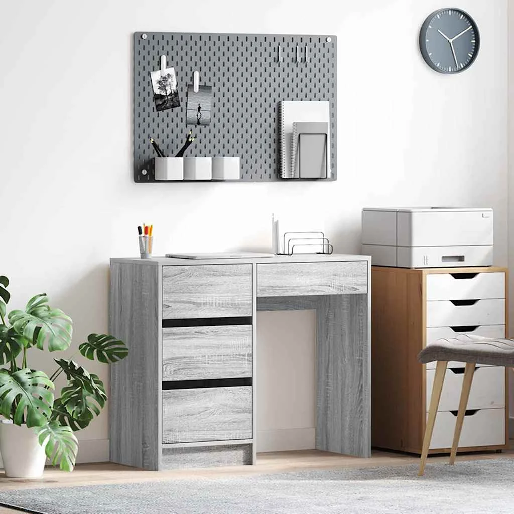 Bureau 90 x 37,5 x 75 cm sonoma gris bois d'ingénierie – vue d’ensemble