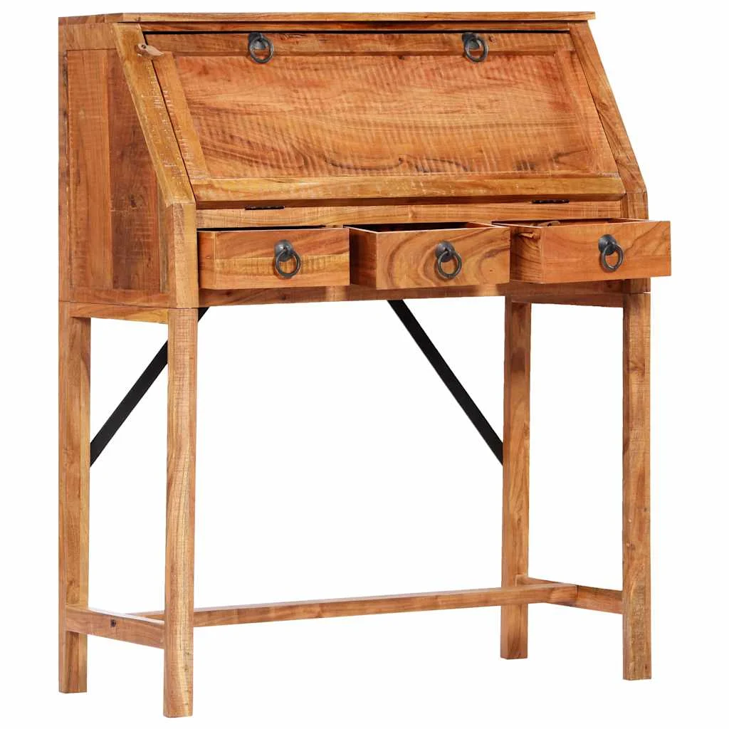 Bureau 90 x 40 x 107 cm brun bois massif d'acacia – vue de dessus