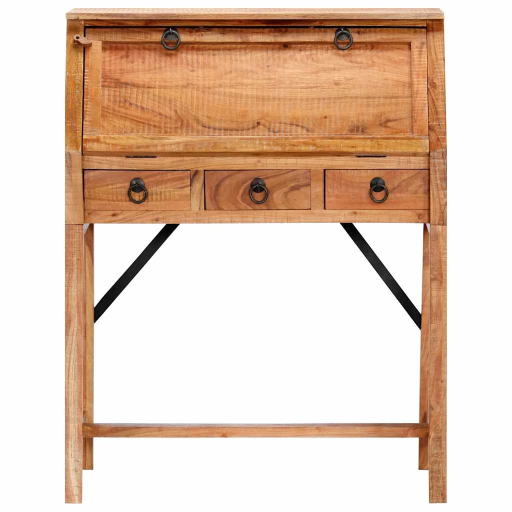 Bureau 90 x 40 x 107 cm brun bois massif d'acacia – vue de dos