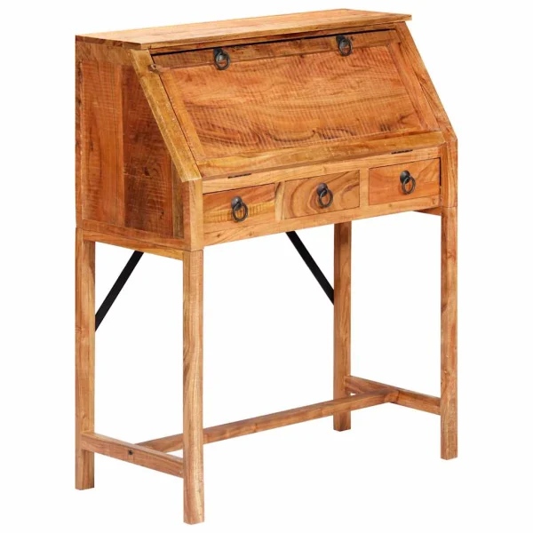 Bureau 90 x 40 x 107 cm brun bois massif d'acacia – vue d’ensemble