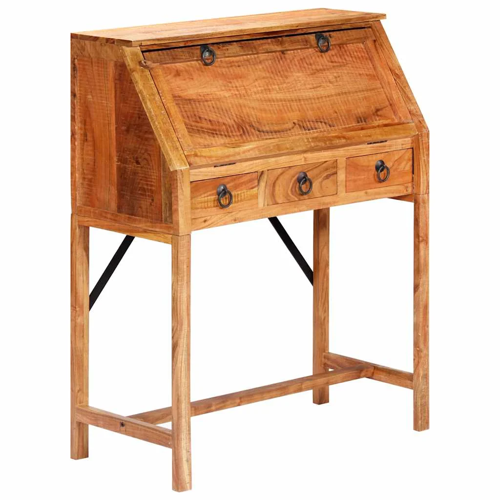 Bureau 90 x 40 x 107 cm brun bois massif d'acacia – vue d’ensemble