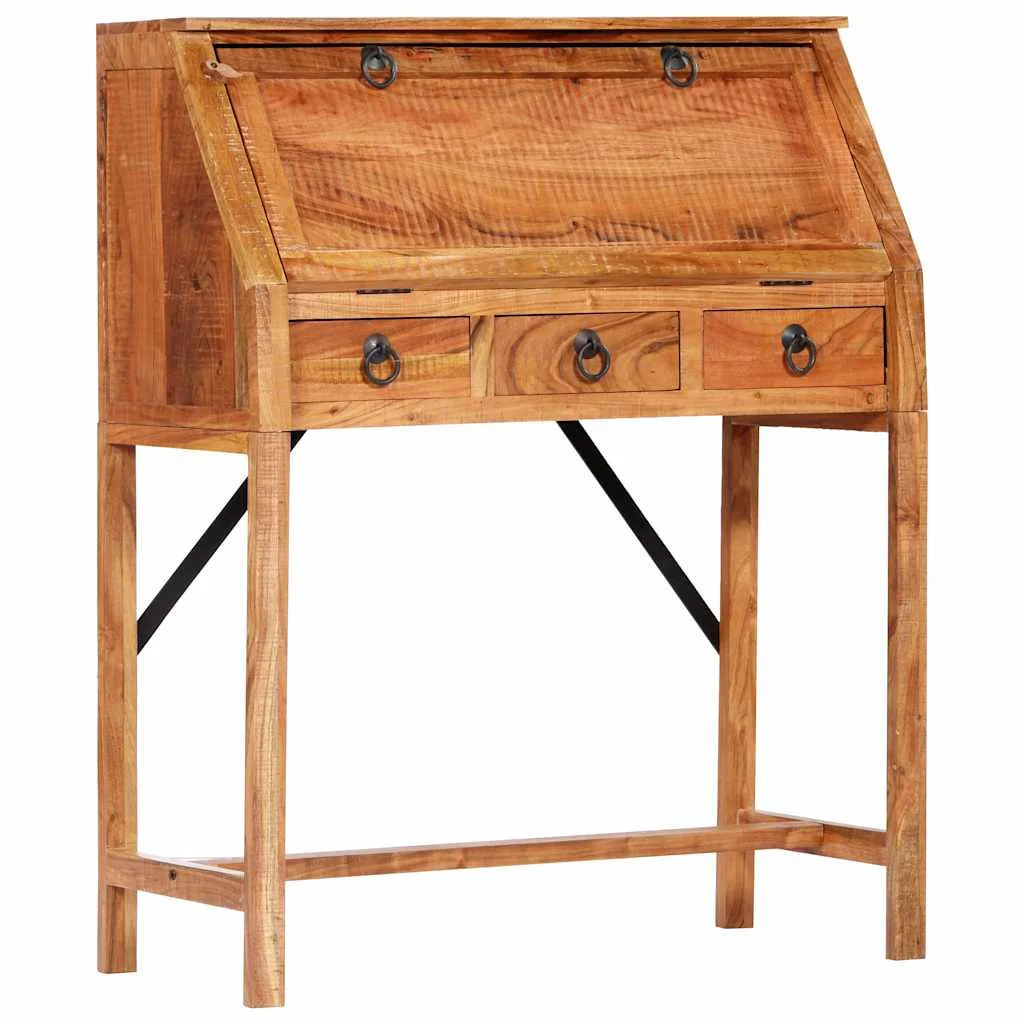Bureau 90 x 40 x 107 cm brun bois massif d'acacia – vue de détail