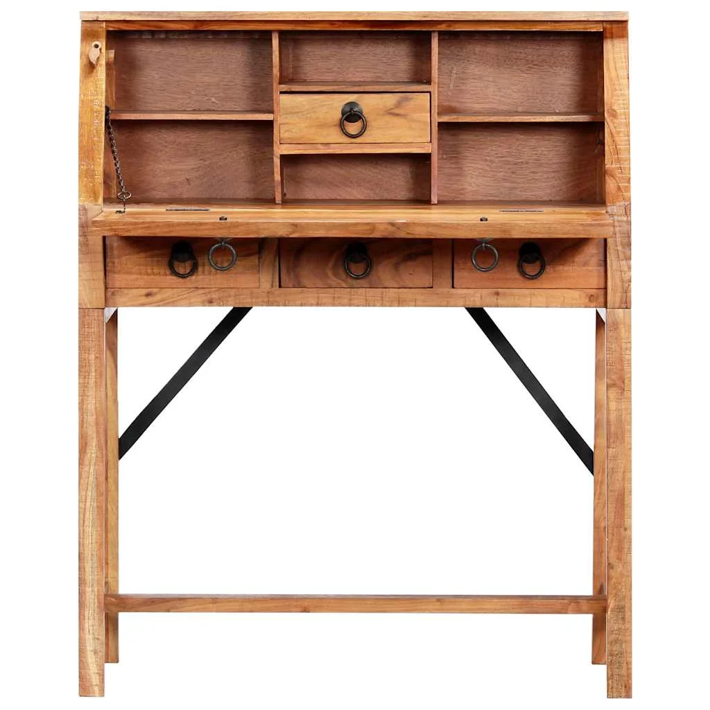Bureau 90 x 40 x 107 cm brun bois massif d'acacia – vue en situation