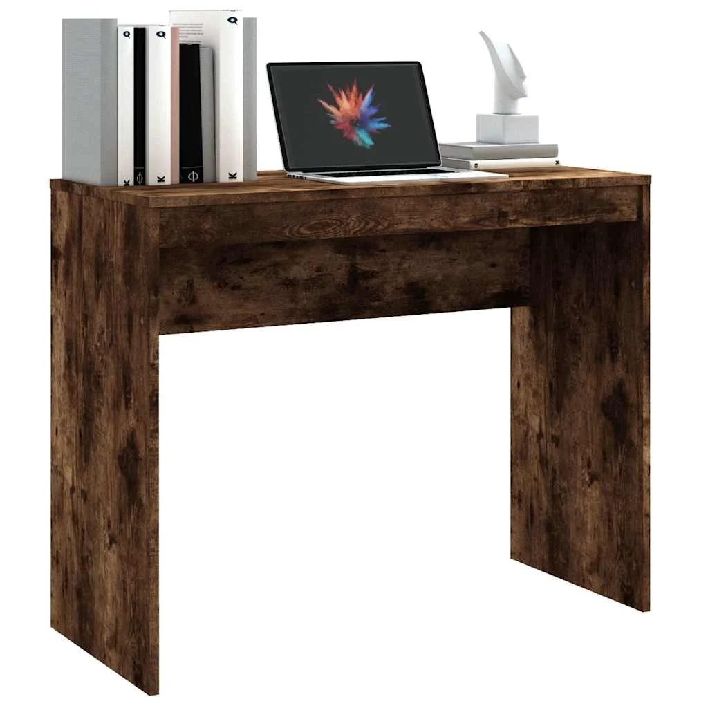 Bureau 90 x 40 x 72 cm chêne fumé bois d'ingénierie – vue de dos