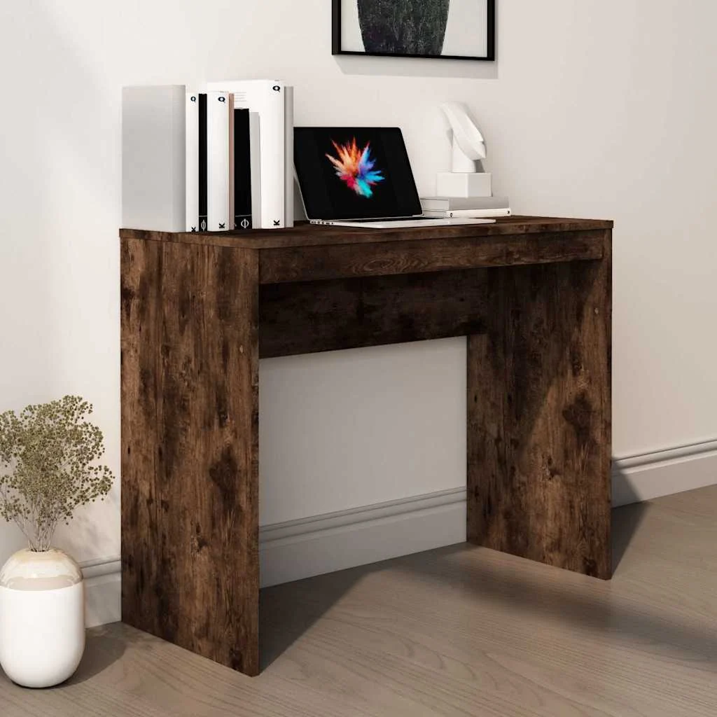 Bureau 90 x 40 x 72 cm chêne fumé bois d'ingénierie – vue d’ensemble
