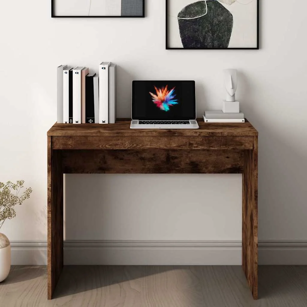 Bureau 90 x 40 x 72 cm chêne fumé bois d'ingénierie – vue de détail