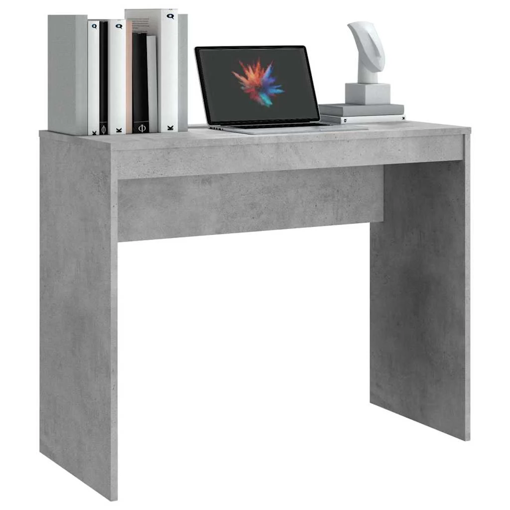 Bureau 90 x 40 x 72 cm gris béton bois d'ingénierie – vue de dos