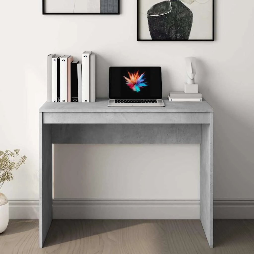 Bureau 90 x 40 x 72 cm gris béton bois d'ingénierie – vue de détail