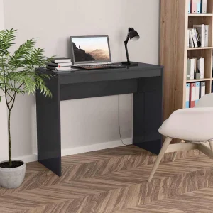 Bureau 90 x 40 x 72 cm gris brillant bois d'ingénierie – vue d’ensemble