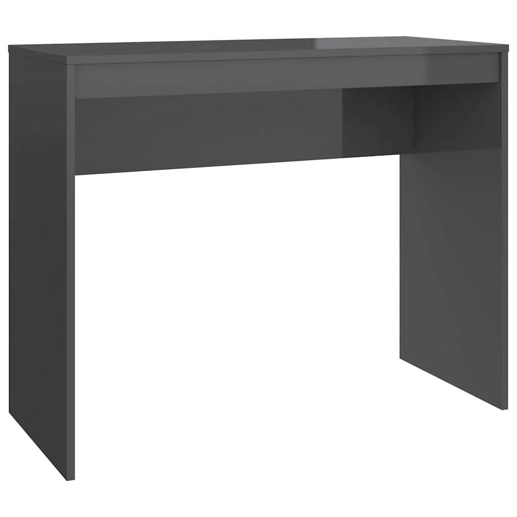 Bureau 90 x 40 x 72 cm gris brillant bois d'ingénierie – vue de côté