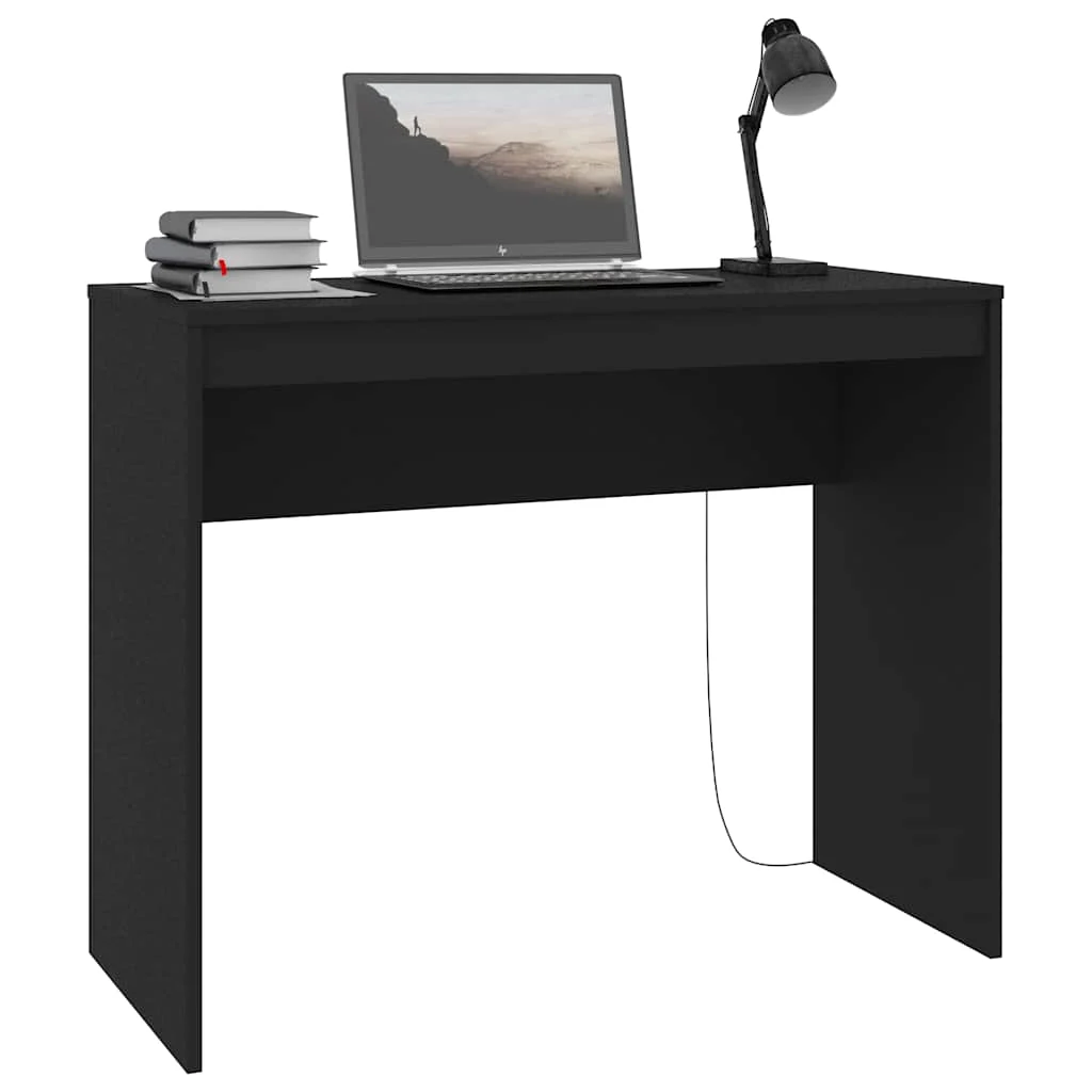 Bureau 90 x 40 x 72 cm noir bois d'ingénierie – vue de dessus