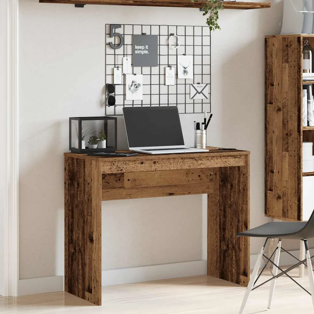 Bureau 90 x 40 x 72 cm vieux bois bois d'ingénierie – vue d’ensemble