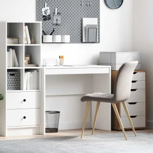 Bureau 90 x 40 x 76 cm blanc bois d'ingénierie – vue d’ensemble