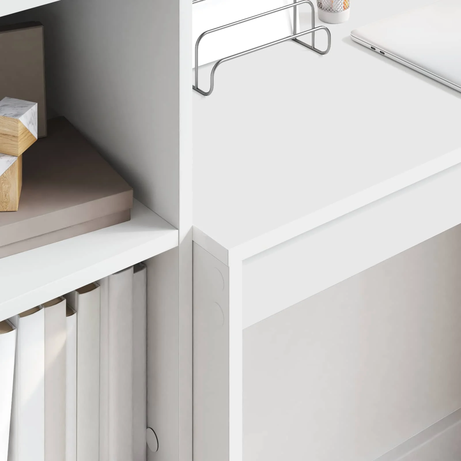 Bureau 90 x 40 x 76 cm blanc bois d'ingénierie – vue en situation