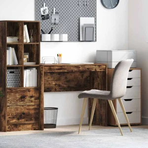 Bureau 90 x 40 x 76 cm chêne fumé bois d'ingénierie – vue d’ensemble