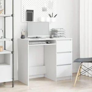 Bureau 90 x 45 x 76 cm blanc bois d'ingénierie – vue d’ensemble