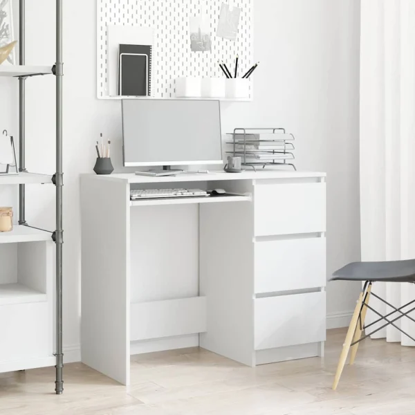 Bureau 90 x 45 x 76 cm blanc bois d'ingénierie – vue d’ensemble