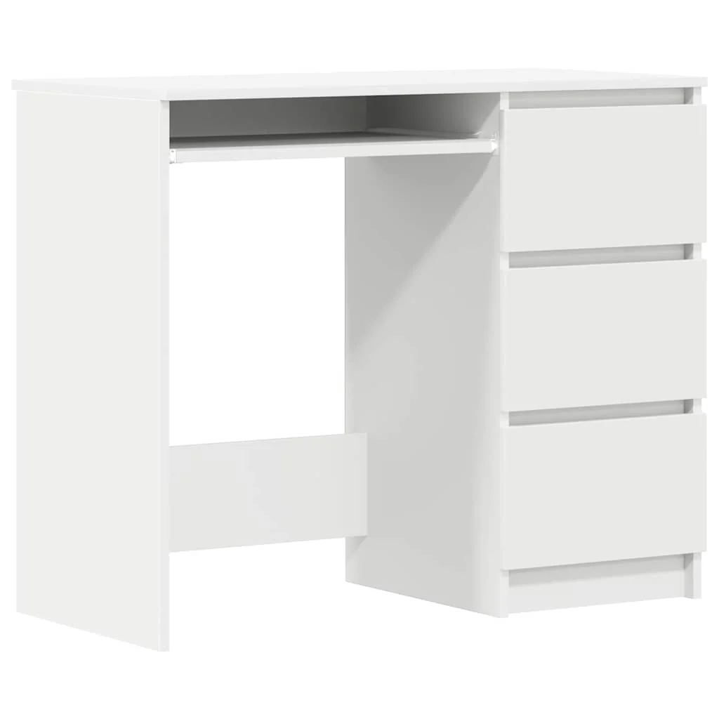 Bureau 90 x 45 x 76 cm blanc bois d'ingénierie – vue de côté