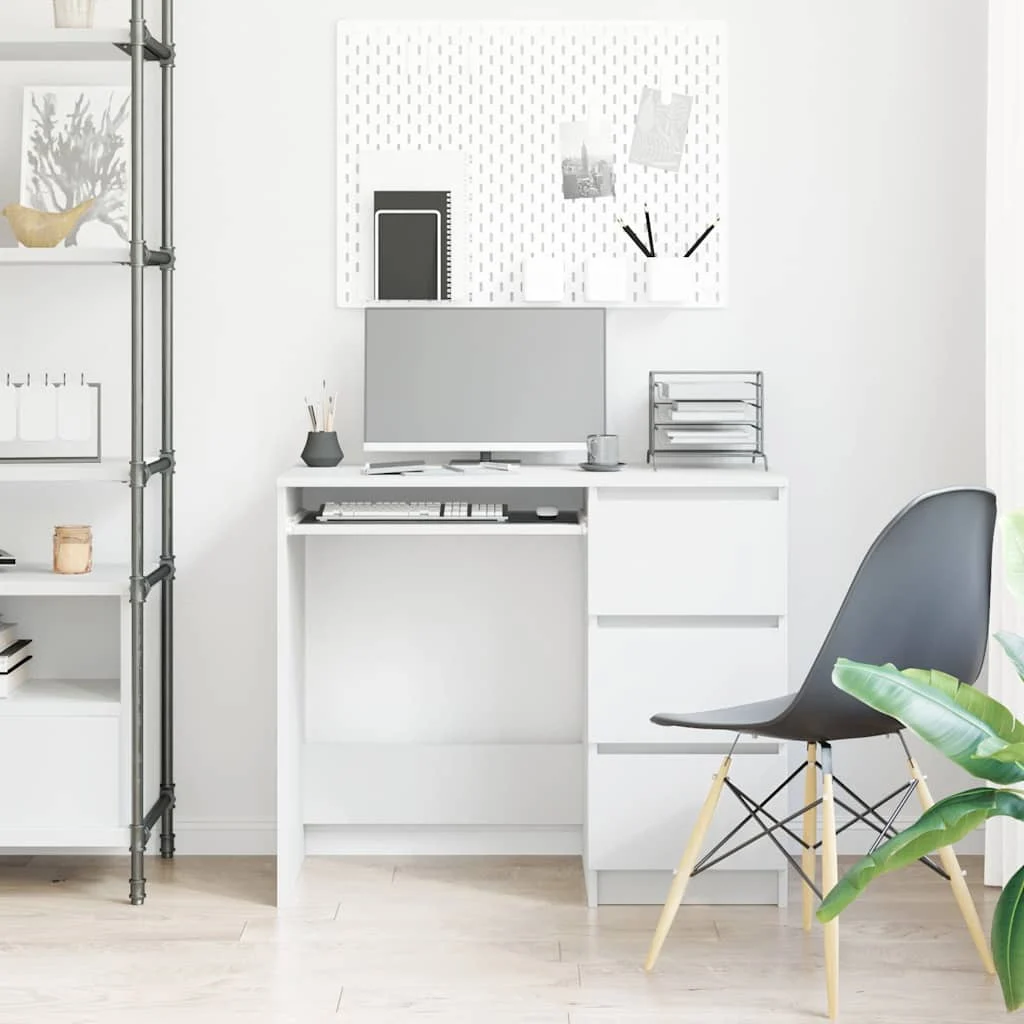 Bureau 90 x 45 x 76 cm blanc bois d'ingénierie – vue de détail