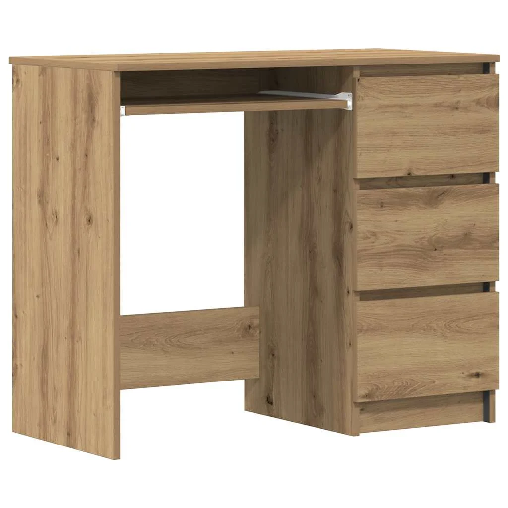Bureau 90 x 45 x 76 cm chêne artisanal bois d'ingénierie – vue de côté