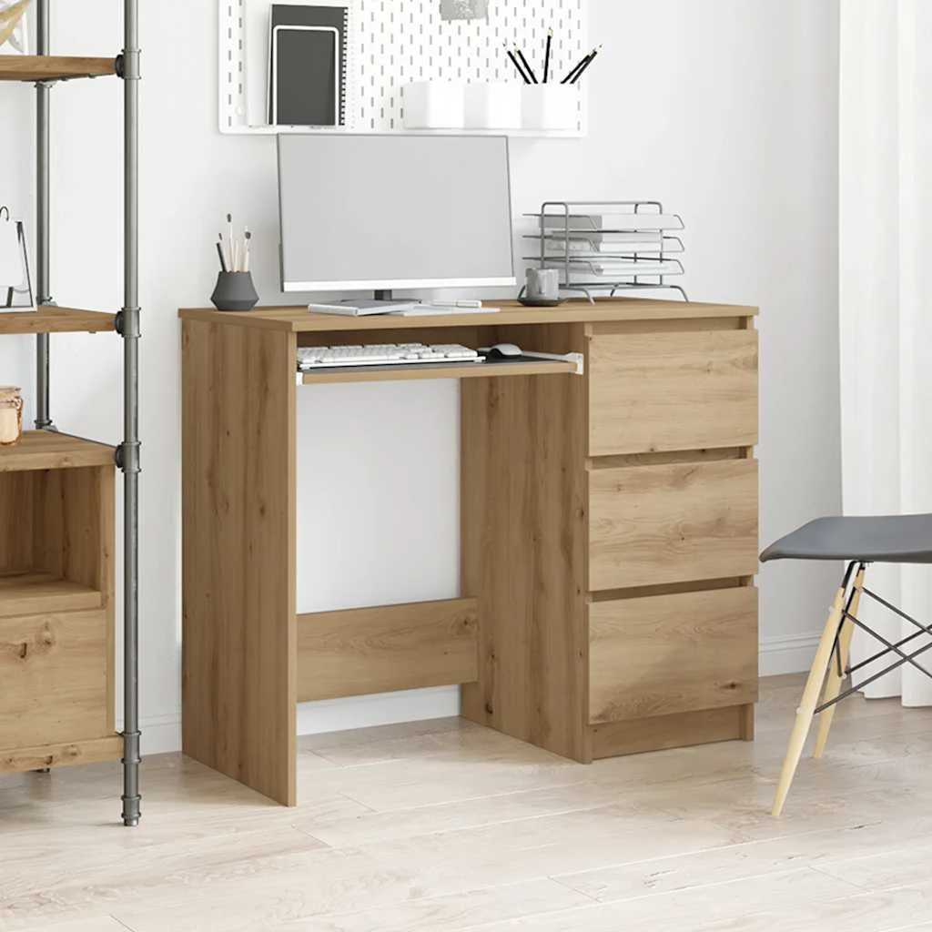 Bureau 90 x 45 x 76 cm chêne artisanal bois d'ingénierie – vue de détail