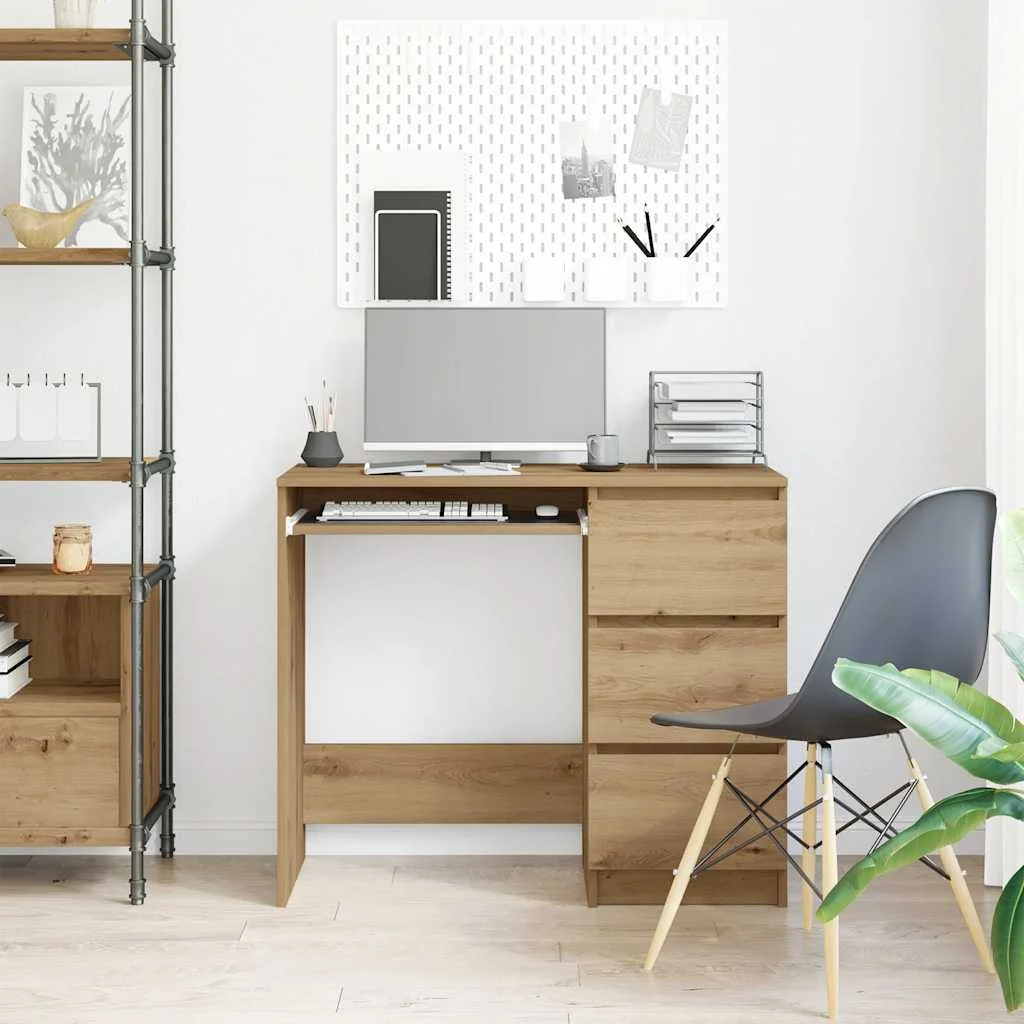 Bureau 90 x 45 x 76 cm chêne artisanal bois d'ingénierie – vue en situation