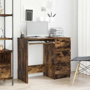 Bureau 90 x 45 x 76 cm chêne fumé bois d'ingénierie – vue d’ensemble