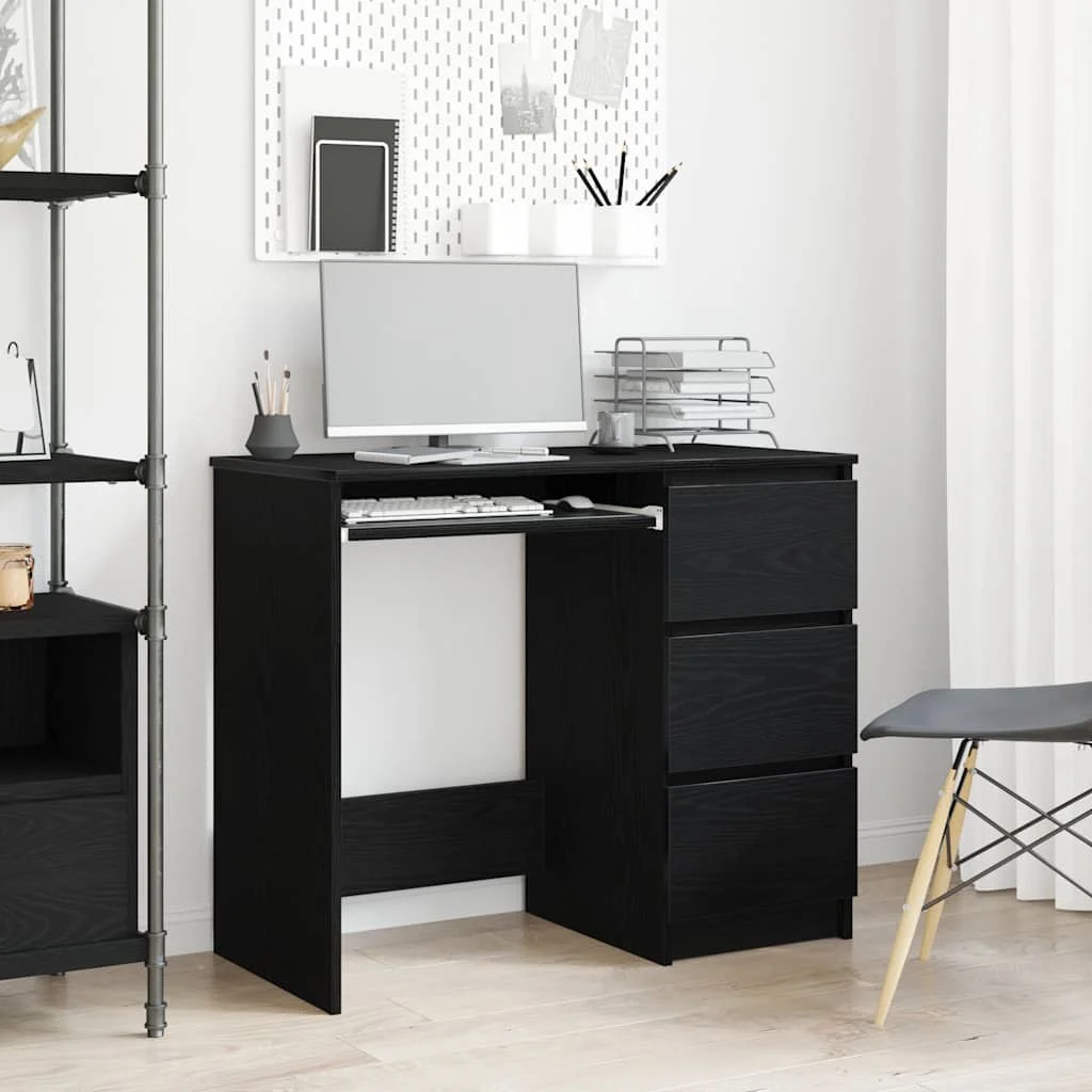 Bureau 90 x 45 x 76 cm chêne noir bois d'ingénierie – vue d’ensemble