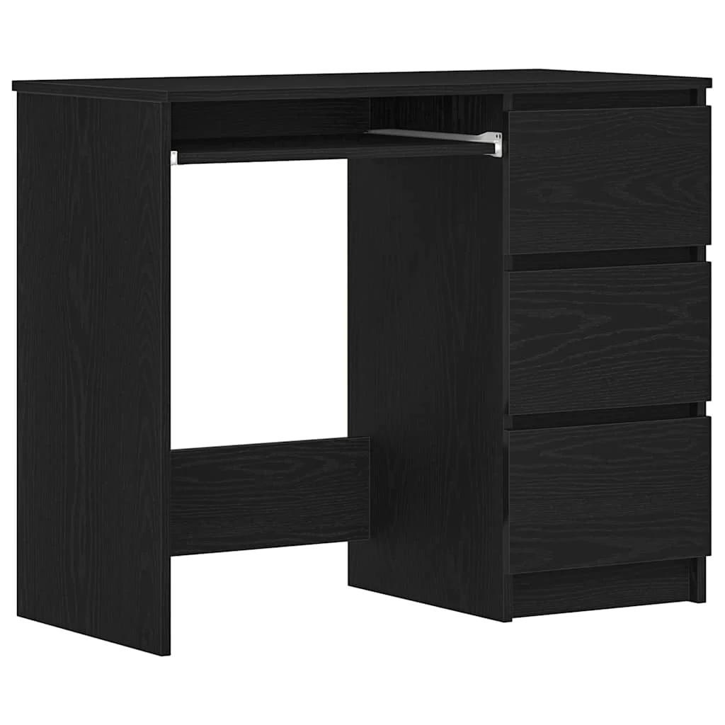 Bureau 90 x 45 x 76 cm chêne noir bois d'ingénierie – vue de côté