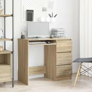 Bureau 90 x 45 x 76 cm chêne sonoma bois d'ingénierie – vue d’ensemble