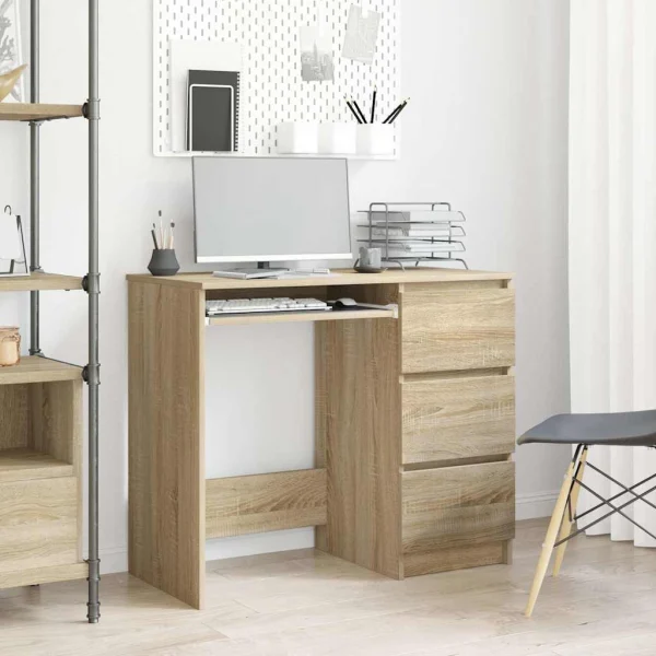 Bureau 90 x 45 x 76 cm chêne sonoma bois d'ingénierie – vue d’ensemble