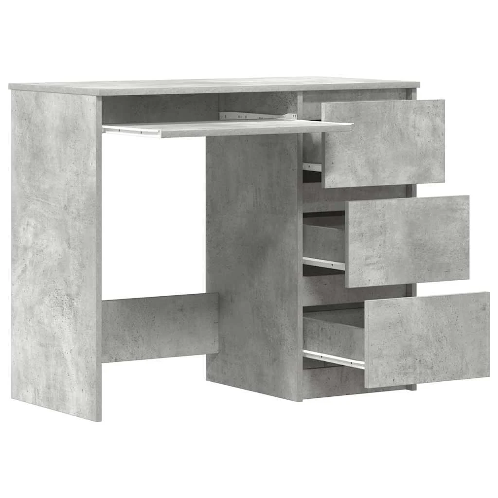 Bureau 90 x 45 x 76 cm gris béton bois d'ingénierie – vue de dessus