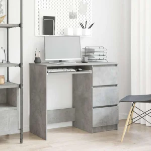 Bureau 90 x 45 x 76 cm gris béton bois d'ingénierie – vue d’ensemble