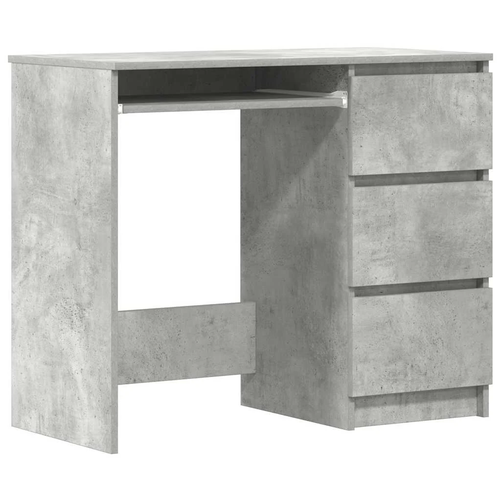 Bureau 90 x 45 x 76 cm gris béton bois d'ingénierie – vue de côté