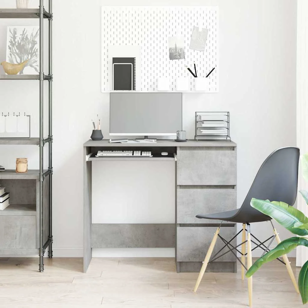 Bureau 90 x 45 x 76 cm gris béton bois d'ingénierie – vue en situation