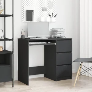 Bureau 90 x 45 x 76 cm noir bois d'ingénierie – vue d’ensemble