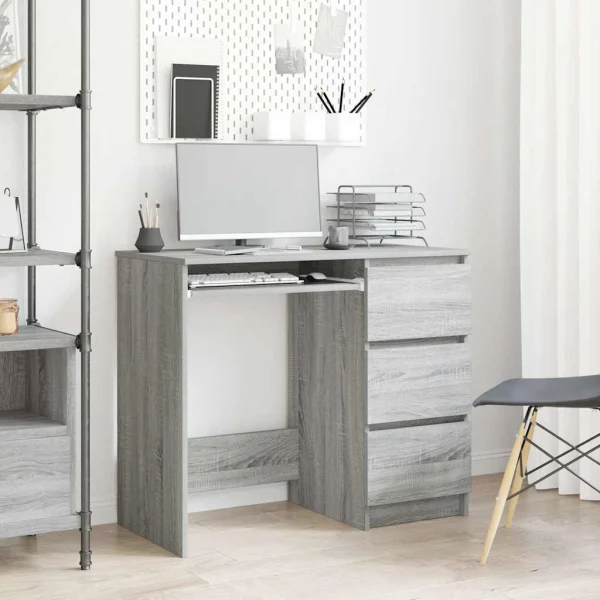 Bureau 90 x 45 x 76 cm sonoma gris bois d'ingénierie – vue d’ensemble