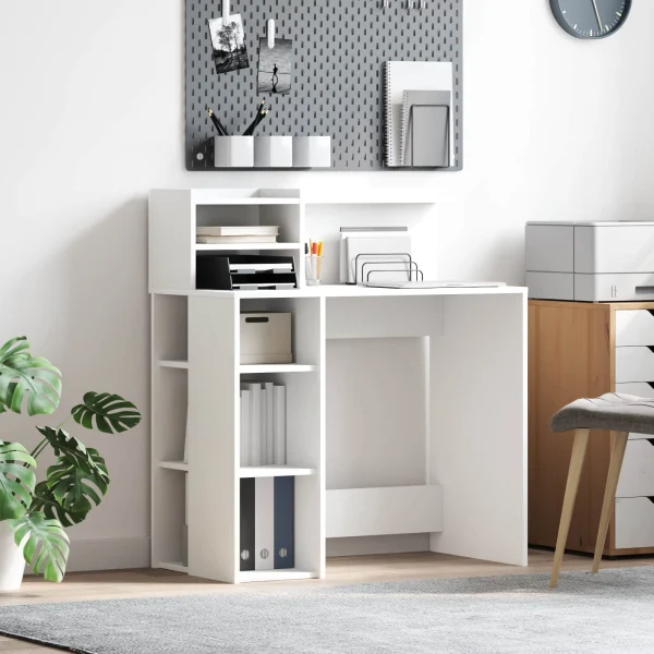 Bureau 90 x 48 x 101,5 cm blanc bois d'ingénierie – vue d’ensemble