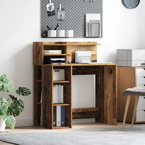 Bureau 90 x 48 x 101,5 cm bois ancien bois d'ingénierie – vue d’ensemble