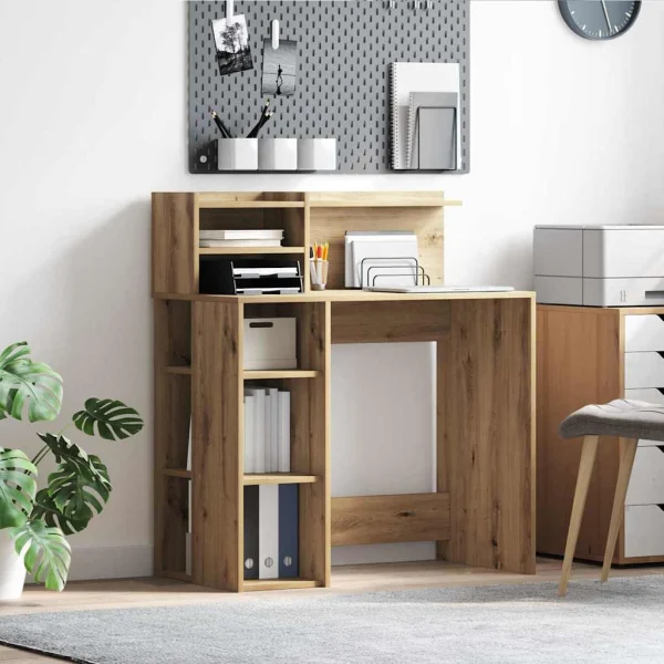 Bureau 90 x 48 x 101,5 cm chêne artisanal bois d'ingénierie – vue d’ensemble