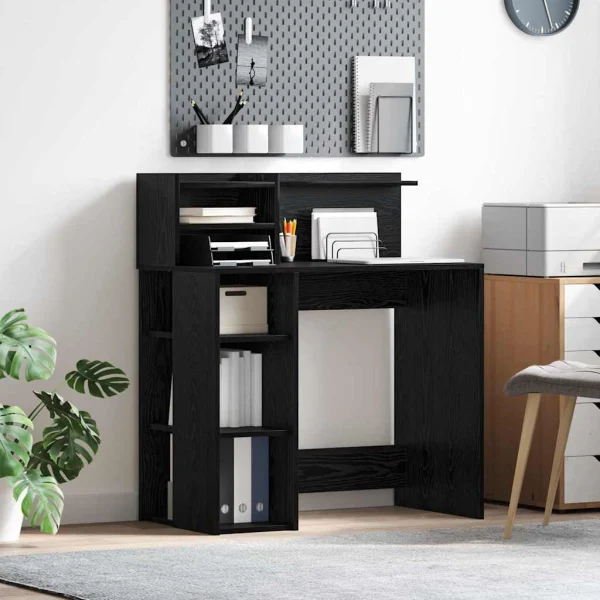 Bureau 90 x 48 x 101,5 cm chêne noir bois d'ingénierie – vue d’ensemble