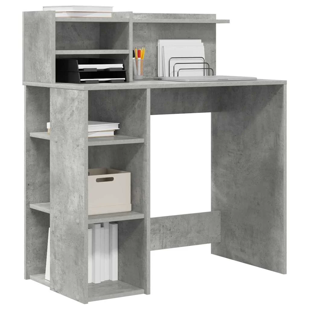 Bureau 90 x 48 x 101,5 cm gris béton bois d'ingénierie – vue de détail