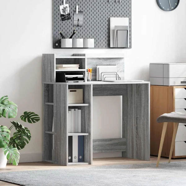 Bureau 90 x 48 x 101,5 cm sonoma gris bois d'ingénierie – vue d’ensemble