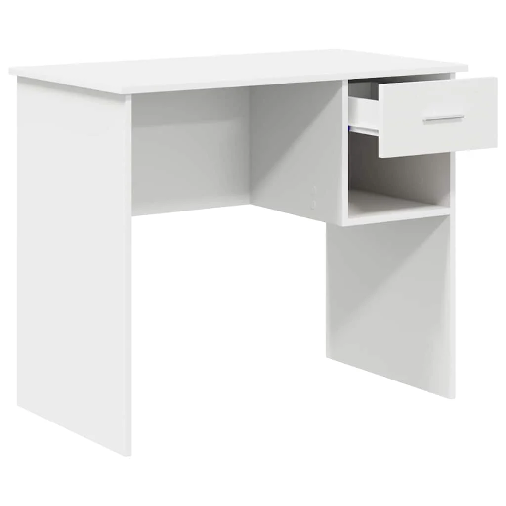Bureau 90 x 49 x 75 cm blanc bois d'ingénierie – vue de dessus