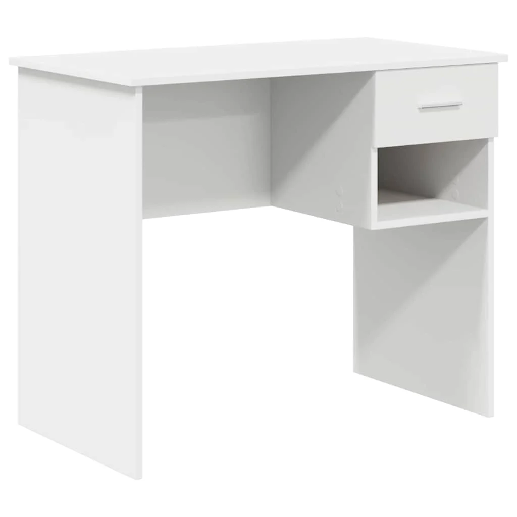 Bureau 90 x 49 x 75 cm blanc bois d'ingénierie – vue de côté