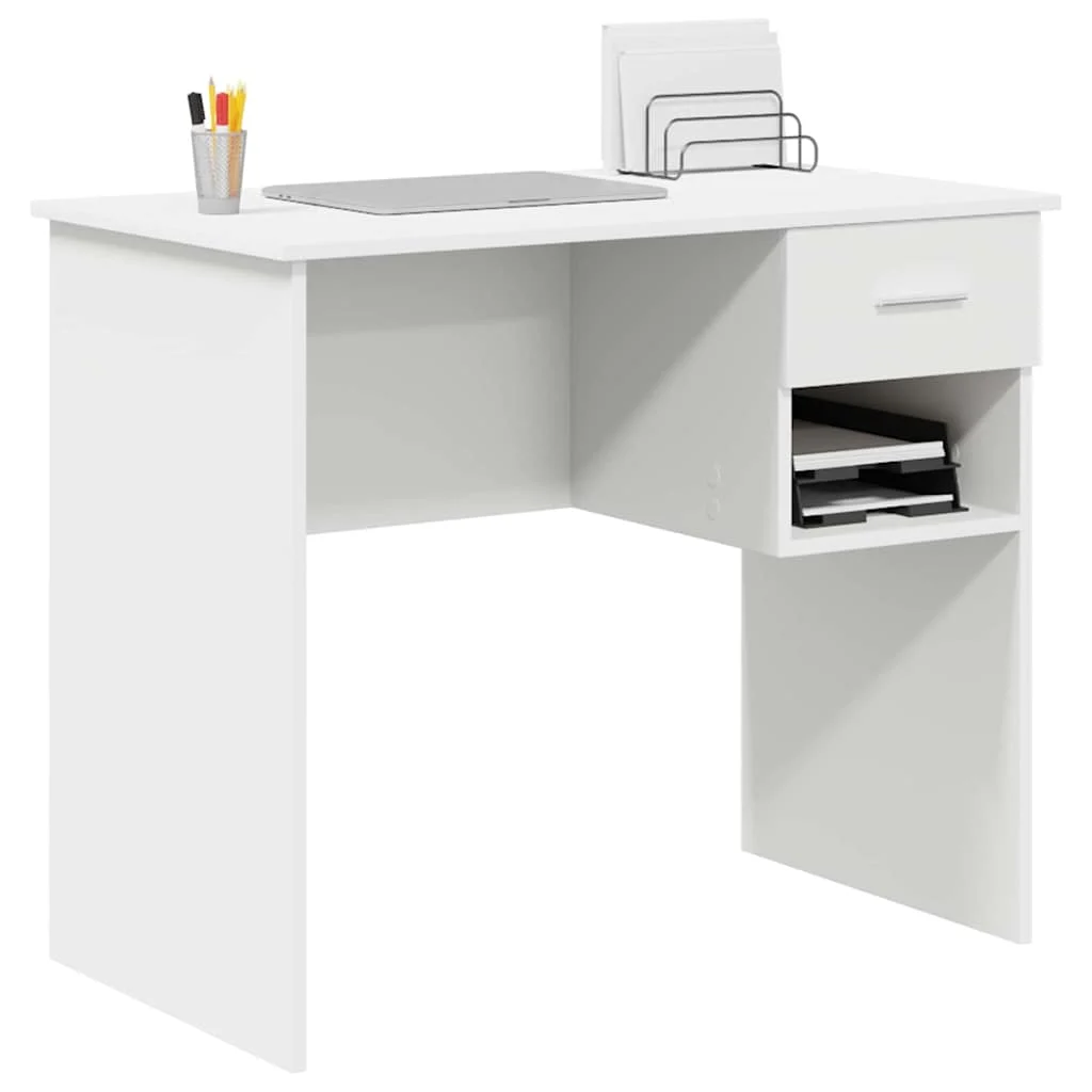 Bureau 90 x 49 x 75 cm blanc bois d'ingénierie – vue de détail